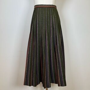 ✨ Vintage Alex Colman California Pleated Full Midi Skirt Multicolor Stripes XS ✨